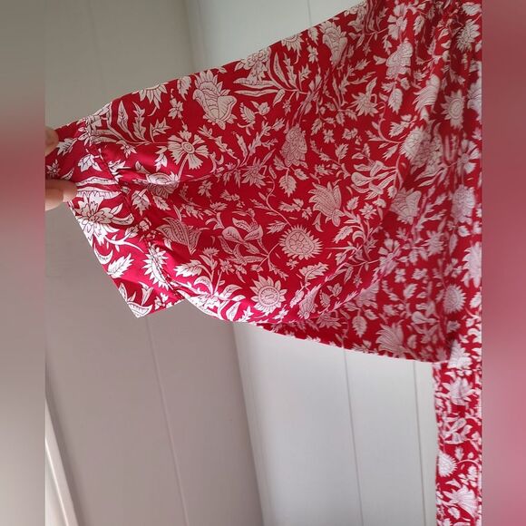 Red White Floral Roomy Thin Comfy Summer Dress Size Large - Picture 6 of 11